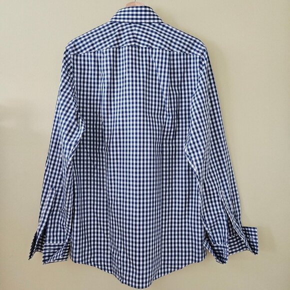 Charles Tyrwhitt Shirt Mens 15.5 Plaid Non Iron Slim Fit French Cuff LS Buttons - Picture 15 of 15
